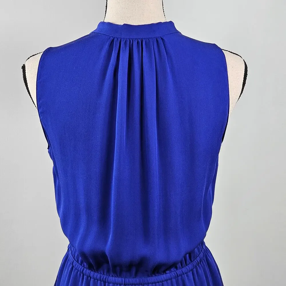Aritzia Babaton Blue Silk Mini Dress Sleeveless With‎ Pockets | Women's Small